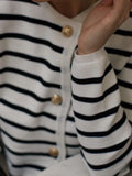 Striped Button Down Long Sleeve Cardigan