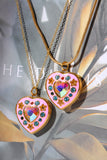 Rhinestone Decor Heart Box Pendant Necklace