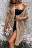 Openwork Open Front Short Sleeve Cardigan