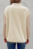 Half Zip Textured Patchwork Drop Shoulder Sweatshirt