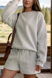 Round Neck Dropped Shoulder Sweatshirt and Shorts Set