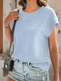 Textured Round Neck Short Sleeve Top