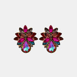 Flower Shape Glass Stone Stud Earrings