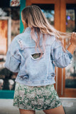 Distressed Drop Shoulder Denim Jacket