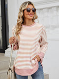 Striped Round Neck Long Sleeve Sweatshirt