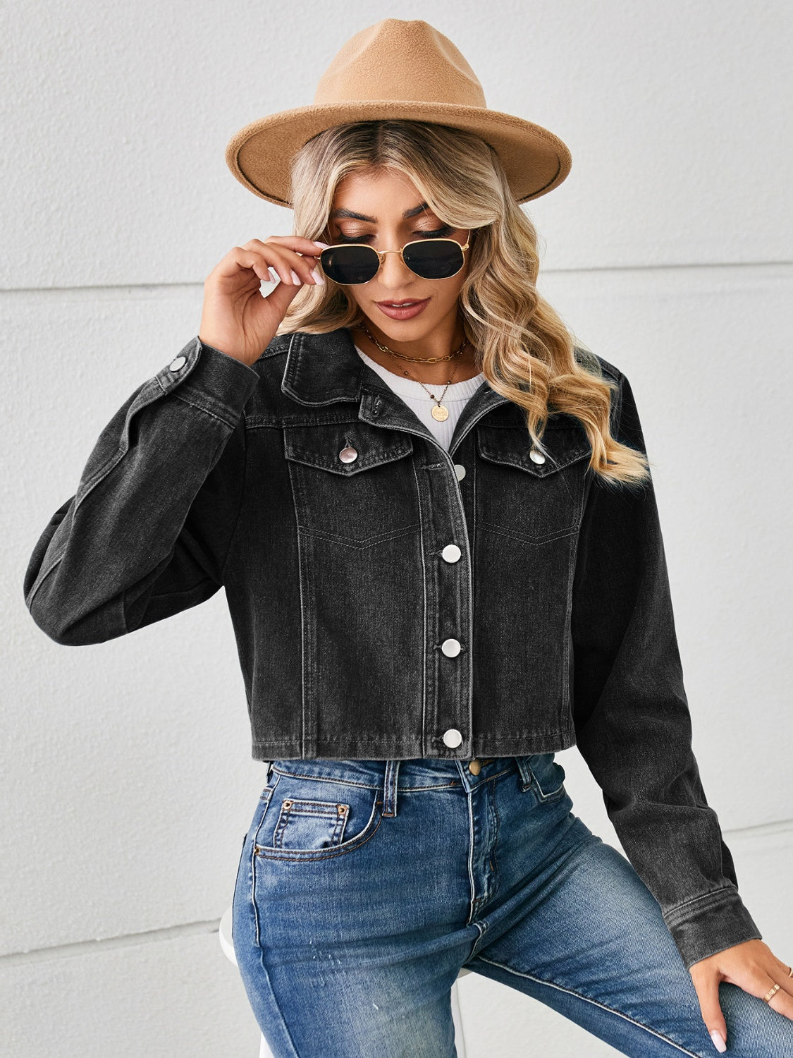 Button Up Long Sleeve Denim Jacket