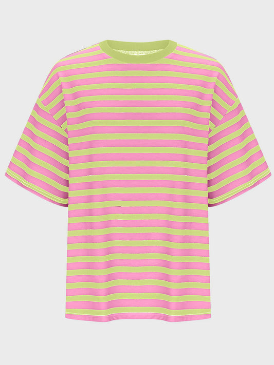 Striped Round Neck Half Sleeve T-Shirt