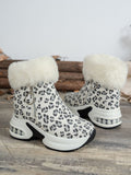 Side Zipper Leopard Platform Boots