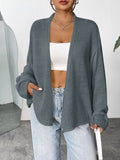 Open Front Dropped Shoulder Cardigan