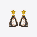 Rhinestone Alloy Cat Earrings