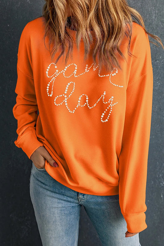 GAME DAY Round Neck Long Sleeve Sweatshirt