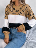 Star Contrast Round Neck Sweater