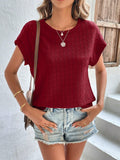 Textured Round Neck Short Sleeve Top