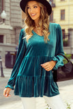 Peplum V-Neck Flounce Sleeve Blouse