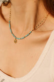 Turquoise Beaded 18K Gold-Plated Sun Shape Pendant Necklace