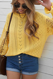 Openwork Round Neck Long Sleeve Sweater