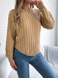 Asymmetric Hem Round Neck Long Sleeve Sweater