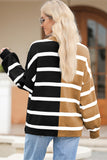 Striped Round Neck Long Sleeve Knit Top