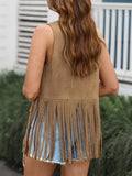 Fringe Open Front Vest Coat