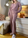 V-Neck Long Sleeve Top and Pants Set