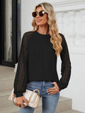 Round Neck Lace Long Sleeve Top