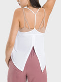 Slit Spaghetti Strap Scoop Neck Active Cami