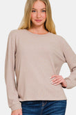 Zenana Hacci Round Neck Long Sleeve T-Shirt