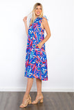 Be Stage Print Ruffled Midi Dress with Pockets