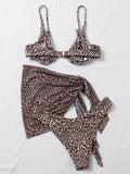 Printed Spaghetti Strap Three-Piece Swim Set