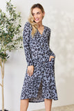 Celeste Full Size Button Up Animal Print Cardigan