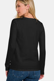 Zenana Full Size Solid Color Round Neck Long Sleeve T-Shirt