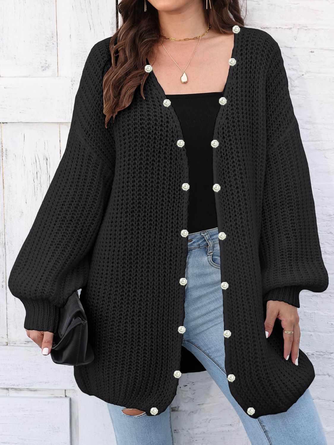 Open Front Long Sleeve Cardigan