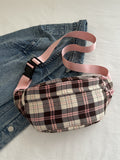 Plaid Adjustable Strap Crossbody Bag