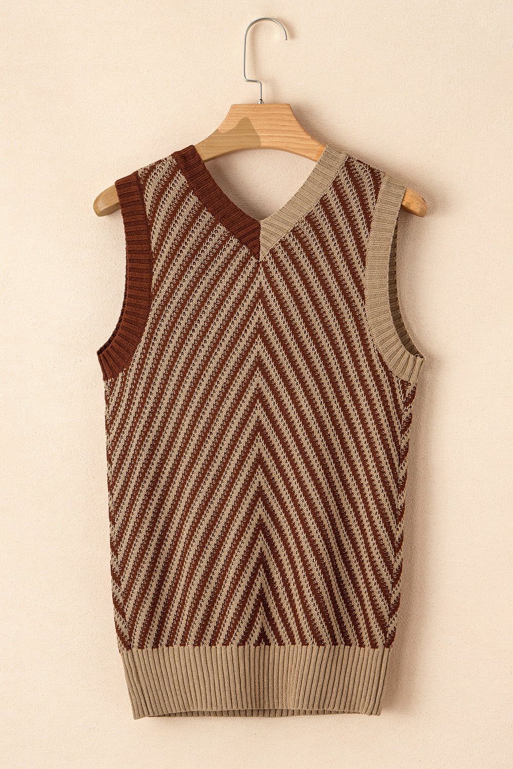 Striped Contrast V-Neck Sweater Vest