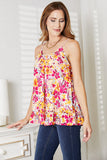 Double Take Floral Scoop Neck Ruffle Hem Cami