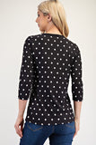 Celeste Full Size Polka Dot Round Neck Three-Quarter Sleeve T-Shirt