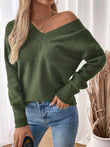 Perfee Twisted V-Neck Long Sleeve Sweatshirt