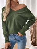 Perfee Twisted V-Neck Long Sleeve Sweatshirt