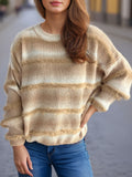 Gradient Round Neck Dropped Shoulder Sweater