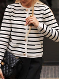 Striped Button Down Long Sleeve Cardigan