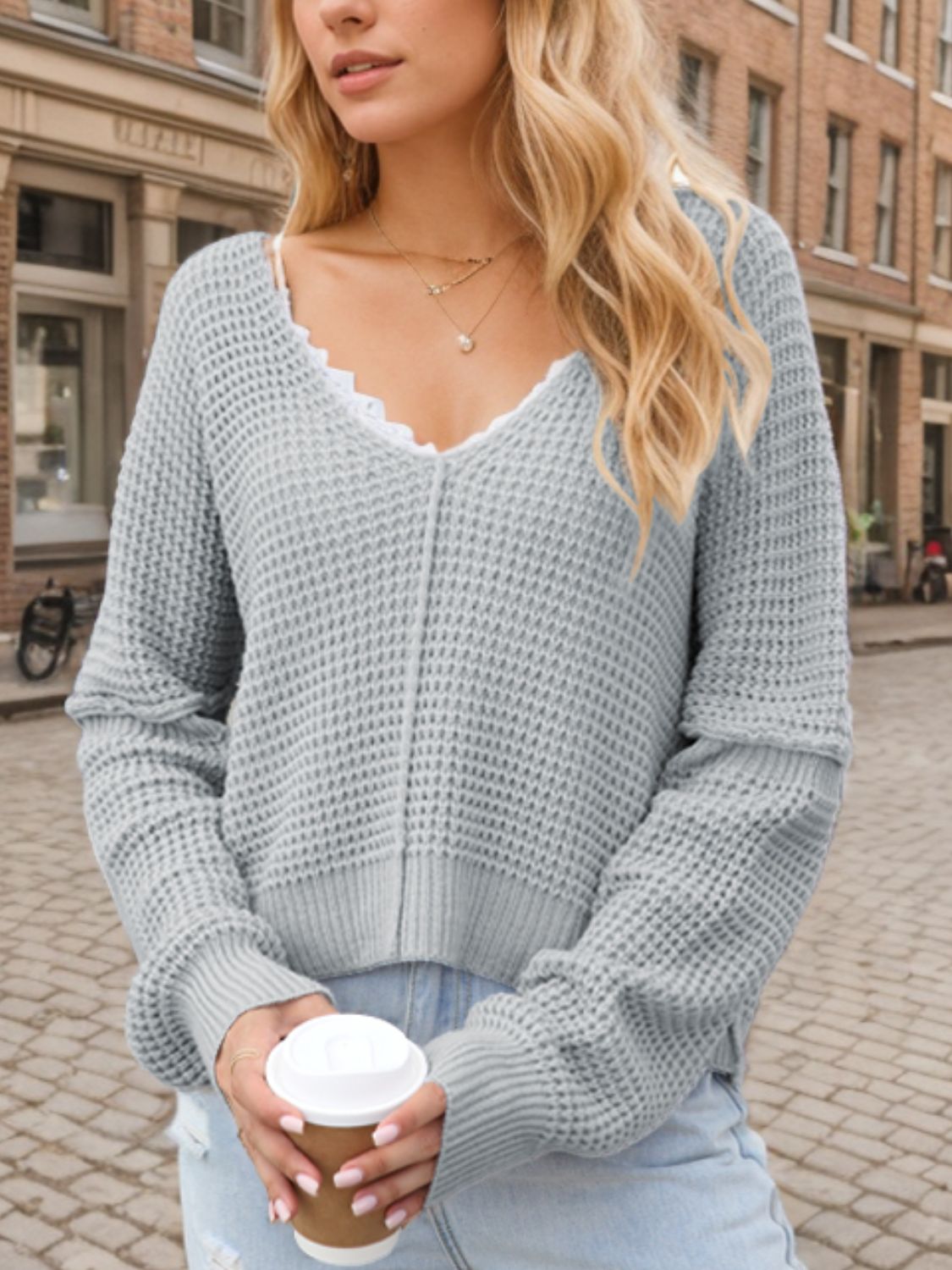 V-Neck Long Sleeve Sweater