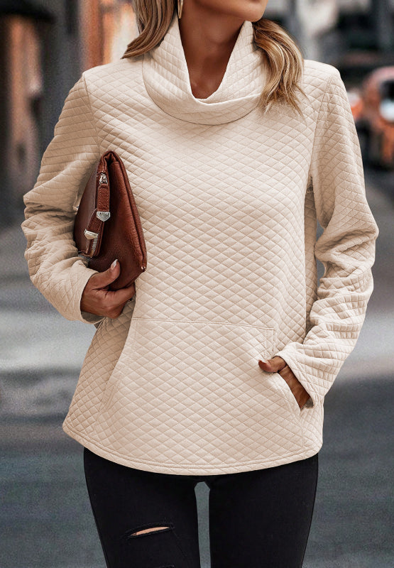 Textured Turtleneck Long Sleeve Sweatshirt