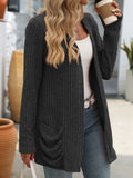 Open Front Long Sleeve Ribbed Cardigan