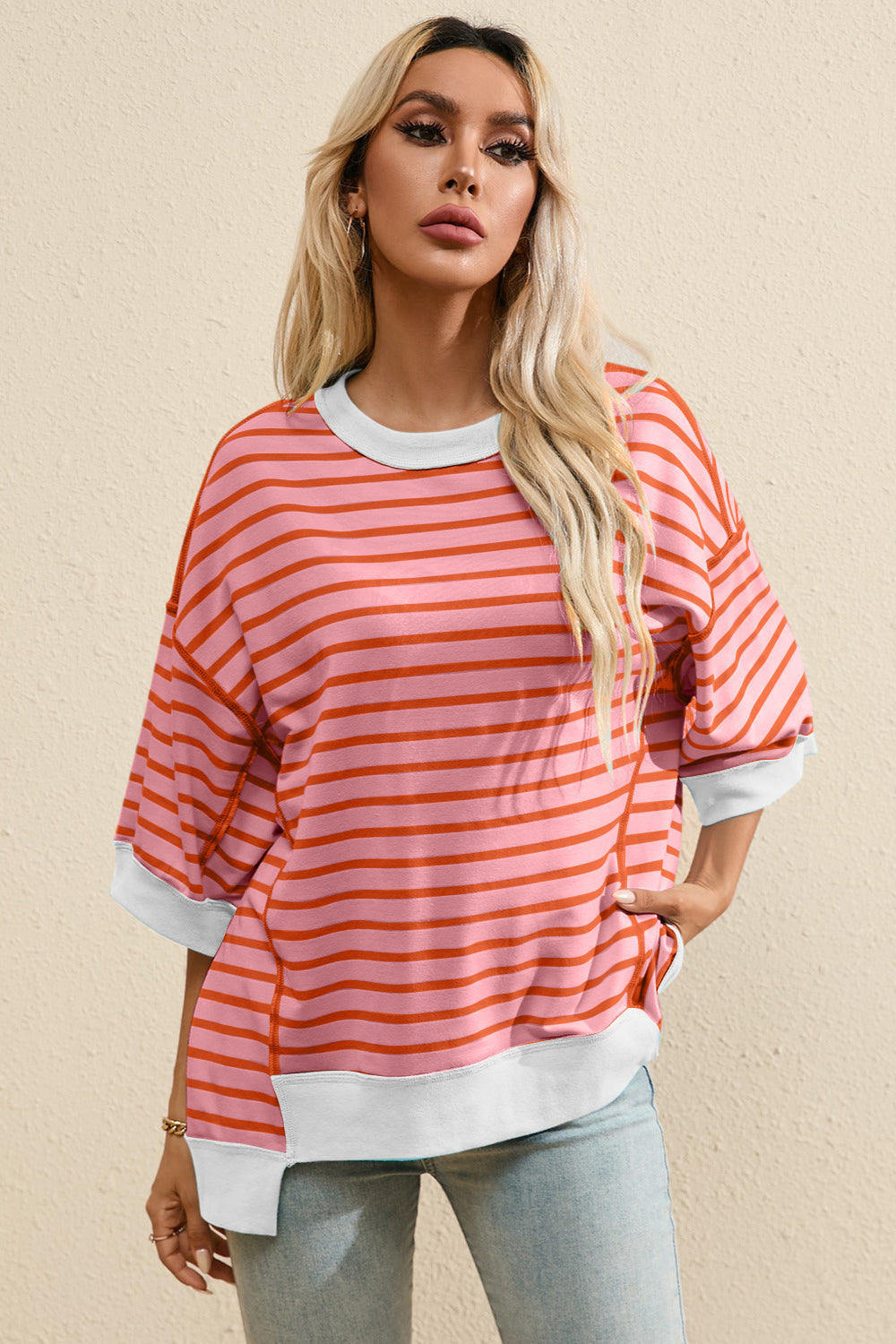 Striped Round Neck Half Sleeve T-Shirt