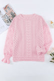 Openwork Round Neck Long Sleeve Sweater