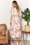 Printed Surplice Balloon Sleeve Dress