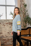 Sew In Love Full Size Contrast Stripes Long Sleeve Sweater