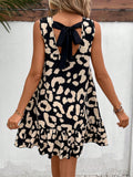 Tied Leopard Round Neck Tank Dress