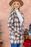 And The Why Plaid Open Front Hooded Shacket