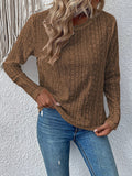 Eyelet Round Neck Long Sleeve Top